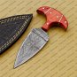 CUSTOM HANDMADE DAMASCUS BLADE HUNTING BOWIE DOUBLE EDGE DAGGER KNIFE AND SHEATH