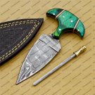 CUSTOM HANDMADE DAMASCUS BLADE HUNTING BOWIE DOUBLE EDGE DAGGER KNIFE AND SHEATH