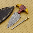 CUSTOM HANDMADE DAMASCUS BLADE HUNTING BOWIE DOUBLE EDGE DAGGER KNIFE AND SHEATH