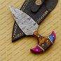 CUSTOM HANDMADE DAMASCUS BLADE HUNTING BOWIE DOUBLE EDGE DAGGER KNIFE AND SHEATH
