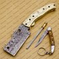 Personalizable Custom Hand Made Damascus Steel Folding Pocket Knife Hunting knife with Brass Handle