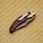 Personalized Custom Damascus Steel Folding Pocket Knife with Free Damascus Keychain Handle Bone