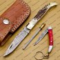 Damascus Laguiole Knife Handmade Damascus Pocket Knives Stage Insert Knife USA Made with Sheath