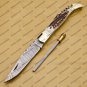 Damascus Laguiole Knife Handmade Damascus Pocket Knives Stage Insert Knife USA Made with Sheath