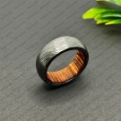 Damascus Steel Whiskey Barrel Ring Man Wood Wedding Ring Man Promise Ring Damascus Steel Ring Man