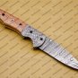 Custom Damascus Steel Folding Pocket Knife with Damascus Keychain Handle Kowa Wood with Sheath