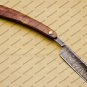 Damascus Folding Pocket Custom Blade Straight Razor very sharp best shave Razor with leather sheath