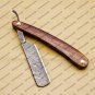 Damascus Folding Pocket Custom Blade Straight Razor very sharp best shave Razor with leather sheath