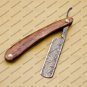 Damascus Folding Pocket Custom Blade Straight Razor very sharp best shave Razor with leather sheath