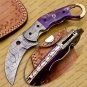 Personalized Damascus Folding Pocket Knife Karambit Knife Hunting Knife Handle Wood with Keychain