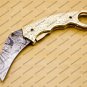 Custom Hand Made Damascus Steel Folding Pocket Karambit Knife Beautiful Handle Damascus with Cover