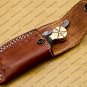 Personalized Custom Damascus Steel Folding Pocket Knife with Handle Olive Wood with Leather Sheeth
