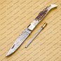 Custom Damascus Laguiole Knife Handmade Damascus Pocket Knives Stage Insert Knife Usa Made + Sheath