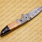 Custom Damascus Steel Folding Pocket Knife with Damascus Keychain Handle Kowa Wood with Sheath