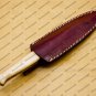 Custom Forged Hunter Knife Damascus Steel Boot Throwing Dagger Hunting Knife Bone and Brass + Cover