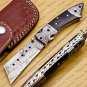 Custom Hand Made Damascus Steel Lxuary Knife Folding Pocket Knife Hunting Knife with Leather Sheeth