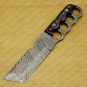 Custom Forged Hunter Knife Damascus Steel Hammered Bowie Knife Handle Tali Wood With Leather Sheath