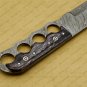 Custom Forged Hunter Knife Damascus Steel Hammered Bowie Knife Handle Tali Wood With Leather Sheath