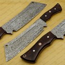 Damascus Steel Cleaver Chopper Chef Kitchen Knife Heavy Duty Damascus Handle Walnut Wood + Sheath
