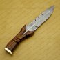 Personalized Custom Forged Hunter Knife Carban Steel Bowie Knife Handle Walnut Wood + Leather Sheath