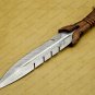 Personalized Custom Forged Hunter Knife Carban Steel Bowie Knife Handle Walnut Wood + Leather Sheath