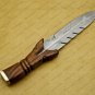 Personalized Custom Forged Hunter Knife Carban Steel Bowie Knife Handle Walnut Wood + Leather Sheath