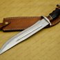 Personalized Custom Forged Hunter Knife Carban Steel Bowie Knife Handle Leather With Leather Sheath