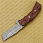 Personalized Custom Damascus Steel Folding Pocket Knife with Handle Kowa Wood with Leather Sheath