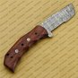 Personalized Custom Damascus Steel Folding Pocket Knife with Handle Kowa Wood with Leather Sheath