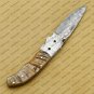 Damascus Folding Pocket Knife Hunting Knife 100% Damascus Steel Handle Ram Horn Pocket Clip Sheath