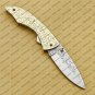Damascus Folding Hunter Pocket Knife Custom Forged Damascus Steel Bowie Knife Handle Copper Metal