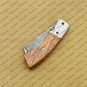 Personalized Custom Damascus Steel Folding Pocket Knife with Handle Kowa Wood with Leather Sheath
