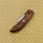 Personalized Custom Damascus Steel Folding Pocket Knife with Handle Kowa Wood with Leather Sheath
