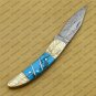 Personalized Custom Damascus Steel Folding Pocket Knife with Handle Kowa Wood with Leather Sheath