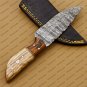 Customize Custom Hand Made Forged Hunter Knife Damascus Steel Bowie Knife Handle with Leather Sheath