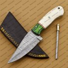 Customize Custom Hand Made Forged Hunter Knife Damascus Steel Bowie Knife Handle with Leather Sheath