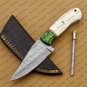 Customize Custom Hand Made Forged Hunter Knife Damascus Steel Bowie Knife Handle with Leather Sheath