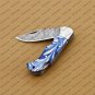 Customize Damascus Pocket Folding Knife, Groomsmen Gifts Anniversary Gift Leather Sheath