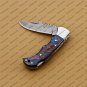 Customize Damascus Pocket Folding Knife, Groomsmen Gifts Anniversary Gift Leather Sheath