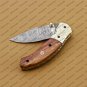 Customize Damascus Pocket Folding Knife, Groomsmen Gifts Anniversary Gift Leather Sheath