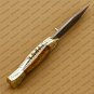 Handmade Golden Fish Engraved Pocket Knife Damascus Folding Knife Bone Handle