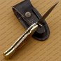 Handmade Golden Fish Engraved Pocket Knife Damascus Folding Knife Bone Handle