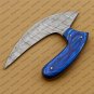 Damascus Chef Kitchen Ulu Knife Chef Knife Heavy Duty Damascus Handle Blue Koa Wood + Leather Sheath