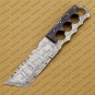 Custom Forged Hunter Knife Damascus Steel Hammered Bowie Knife Handle Tali Wood With Leather Sheath