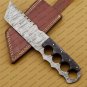 Custom Forged Hunter Knife Damascus Steel Hammered Bowie Knife Handle Tali Wood With Leather Sheath