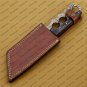 Custom Forged Hunter Knife Damascus Steel Hammered Bowie Knife Handle Tali Wood With Leather Sheath
