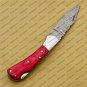 Customize Damascus Pocket Folding Knife, Groomsmen Gifts Anniversary Gift Leather Sheath