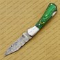 Customize Damascus Pocket Folding Knife, Groomsmen Gifts Anniversary Gift Leather Sheath