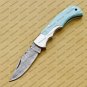 Customize Damascus Pocket Folding Knife, Groomsmen Gifts Anniversary Gift Leather Sheath