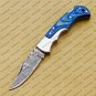 Customize Damascus Pocket Folding Knife, Groomsmen Gifts Anniversary Gift Leather Sheath